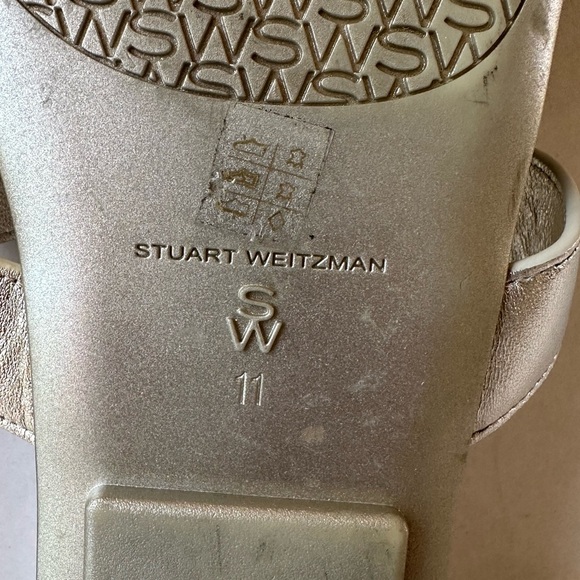 Stuart Weitzman “Ibiza” Silver/Gold Open Square Toe Slide Sandals Size 11 EUC! - Picture 9 of 10